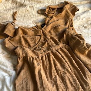 Brown off shoulder romper